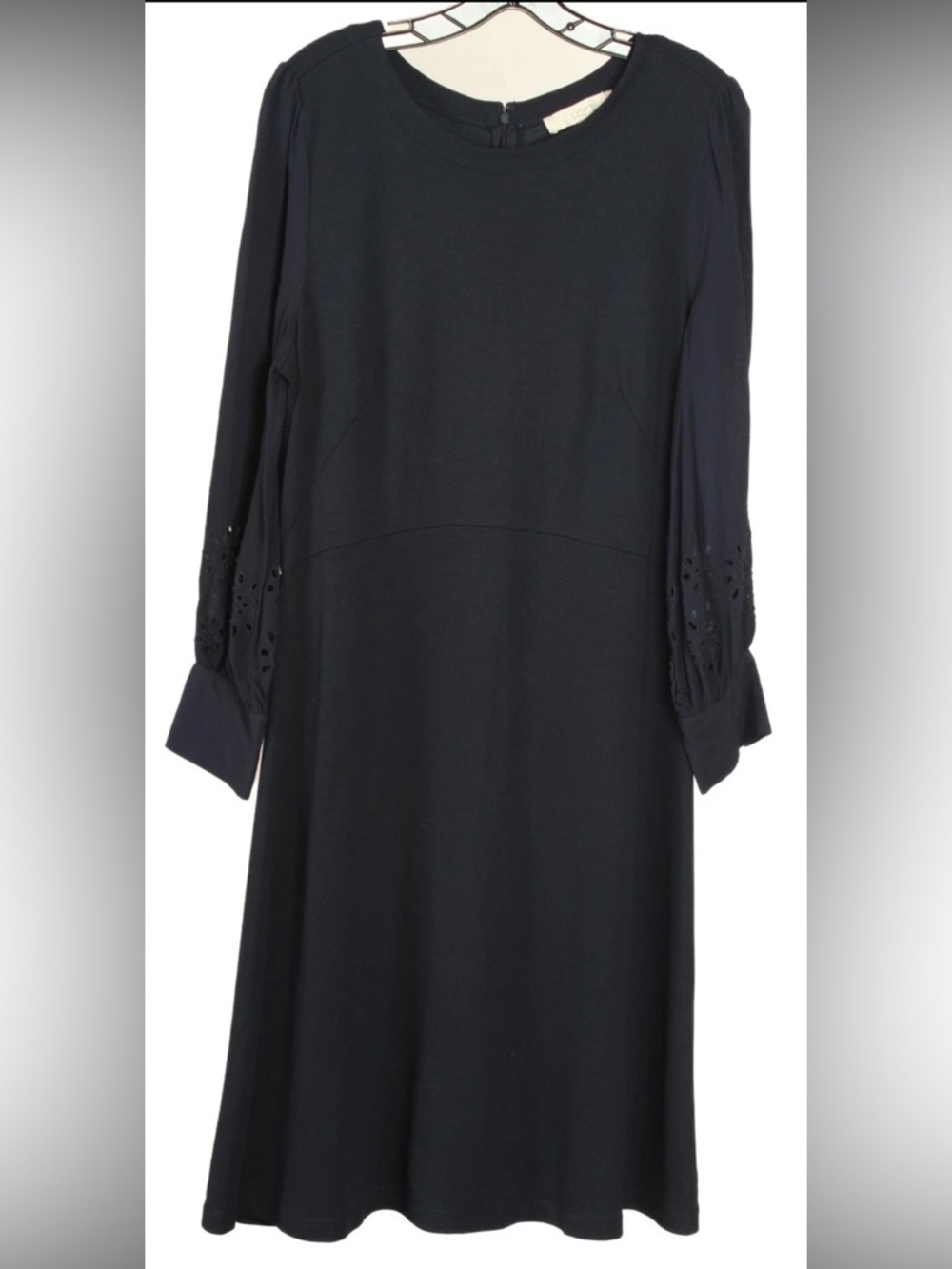 Loft Dress Women’s 10 Navy Blue A Line Long Sleeve Eyelet